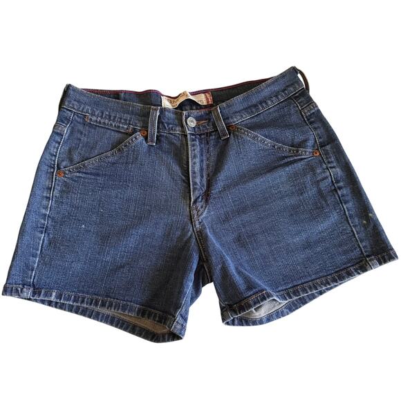 LEVI'S 515 Shorts Nouveau Mid Rise Medium Length Dark Wash Classic Denim Vintage - Picture 1 of 12
